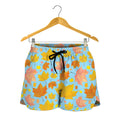 Pastel Maple Leaves Pattern Print Women's Shorts