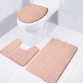Pastel Orange Tattersall Pattern Print 3 Piece Bath Mat Set