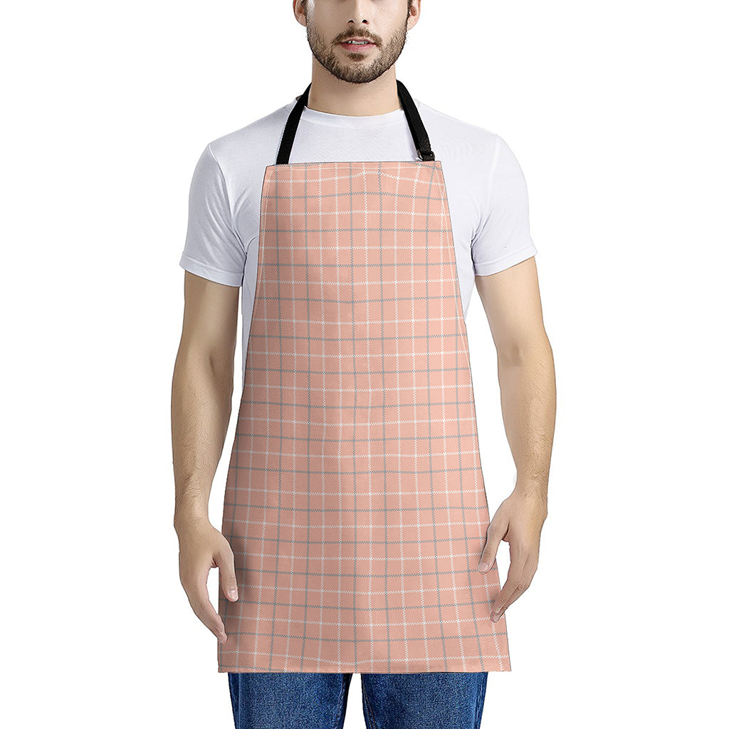 Pastel Orange Tattersall Pattern Print Apron