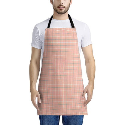 Pastel Orange Tattersall Pattern Print Apron