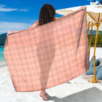 Pastel Orange Tattersall Pattern Print Beach Sarong Wrap