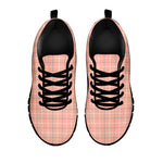 Pastel Orange Tattersall Pattern Print Black Sneakers