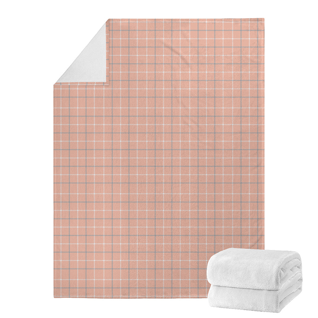 Pastel Orange Tattersall Pattern Print Blanket