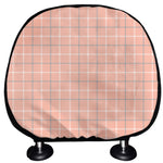 Pastel Orange Tattersall Pattern Print Car Headrest Covers