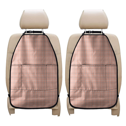 Pastel Orange Tattersall Pattern Print Car Seat Organizers