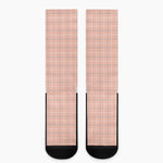 Pastel Orange Tattersall Pattern Print Crew Socks