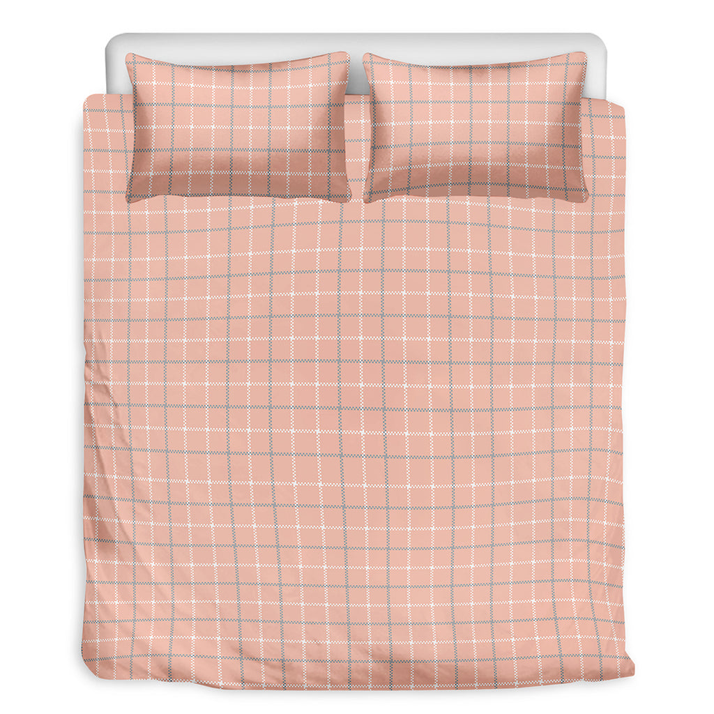 Pastel Orange Tattersall Pattern Print Duvet Cover Bedding Set