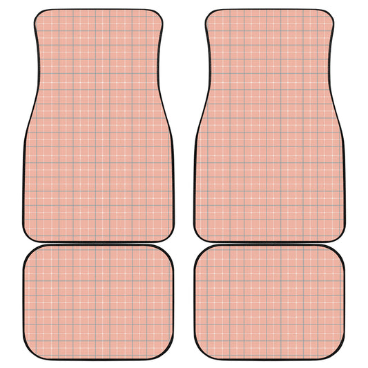 Pastel Orange Tattersall Pattern Print Front and Back Car Floor Mats