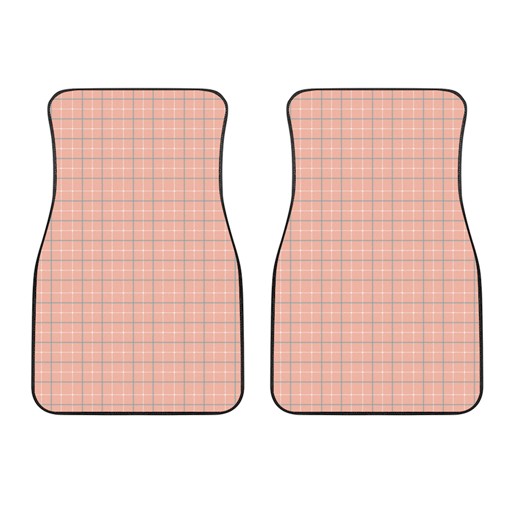 Pastel Orange Tattersall Pattern Print Front Car Floor Mats