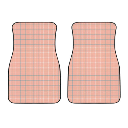 Pastel Orange Tattersall Pattern Print Front Car Floor Mats
