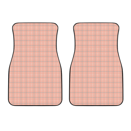 Pastel Orange Tattersall Pattern Print Front Car Floor Mats