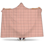 Pastel Orange Tattersall Pattern Print Hooded Blanket