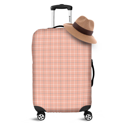Pastel Orange Tattersall Pattern Print Luggage Cover