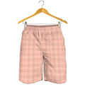 Pastel Orange Tattersall Pattern Print Men's Shorts