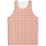 Pastel Orange Tattersall Pattern Print Men's Tank Top