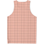 Pastel Orange Tattersall Pattern Print Men's Tank Top