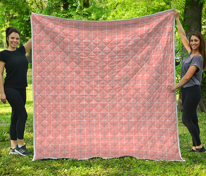 Pastel Orange Tattersall Pattern Print Quilt