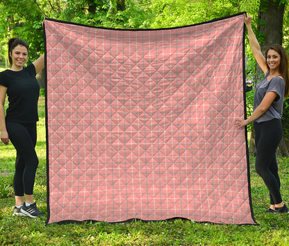 Pastel Orange Tattersall Pattern Print Quilt
