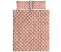 Pastel Orange Tattersall Pattern Print Quilt Bed Set