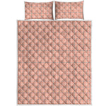 Pastel Orange Tattersall Pattern Print Quilt Bed Set