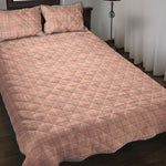 Pastel Orange Tattersall Pattern Print Quilt Bed Set