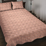Pastel Orange Tattersall Pattern Print Quilt Bed Set