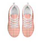 Pastel Orange Tattersall Pattern Print White Sneakers