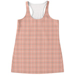 Pastel Orange Tattersall Pattern Print Women's Racerback Tank Top