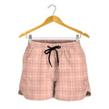 Pastel Orange Tattersall Pattern Print Women's Shorts