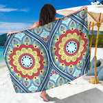 Pastel Ornament Mandala Print Beach Sarong Wrap