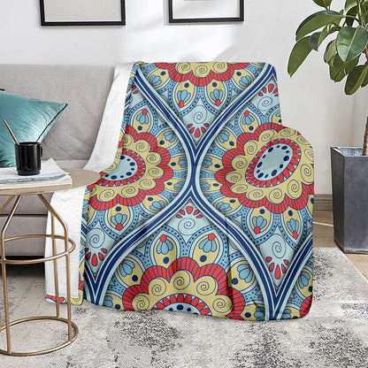 Pastel Ornament Mandala Print Blanket