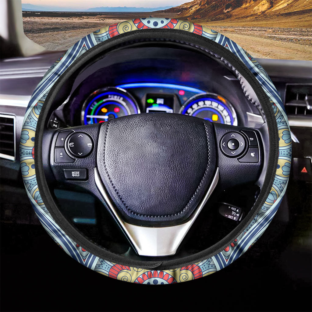 Pastel Ornament Mandala Print Car Steering Wheel Cover