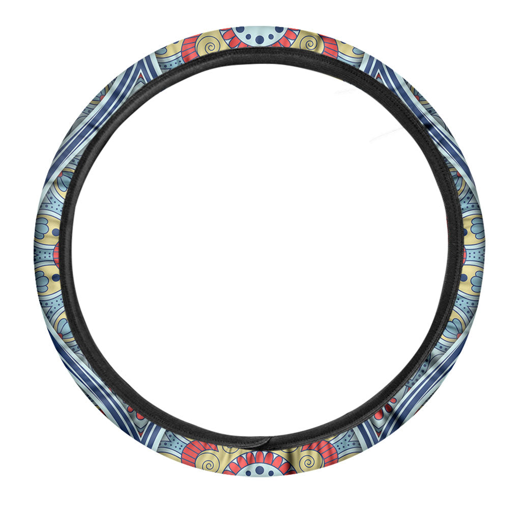 Pastel Ornament Mandala Print Car Steering Wheel Cover