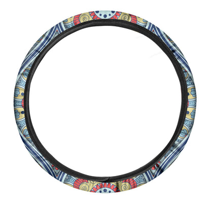 Pastel Ornament Mandala Print Car Steering Wheel Cover