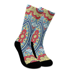 Pastel Ornament Mandala Print Crew Socks