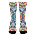 Pastel Ornament Mandala Print Crew Socks