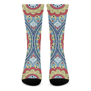 Pastel Ornament Mandala Print Crew Socks