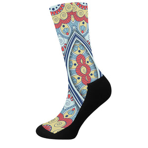 Pastel Ornament Mandala Print Crew Socks