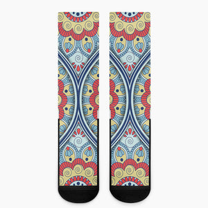 Pastel Ornament Mandala Print Crew Socks