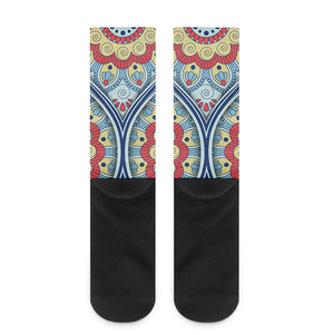 Pastel Ornament Mandala Print Crew Socks