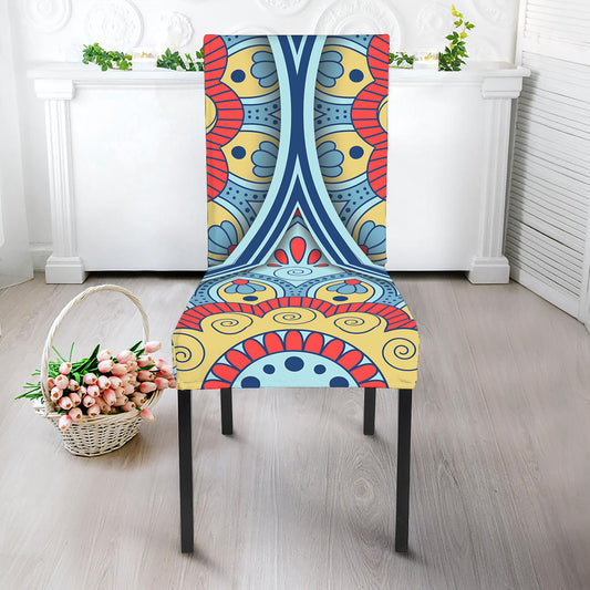 Pastel Ornament Mandala Print Dining Chair Slipcover
