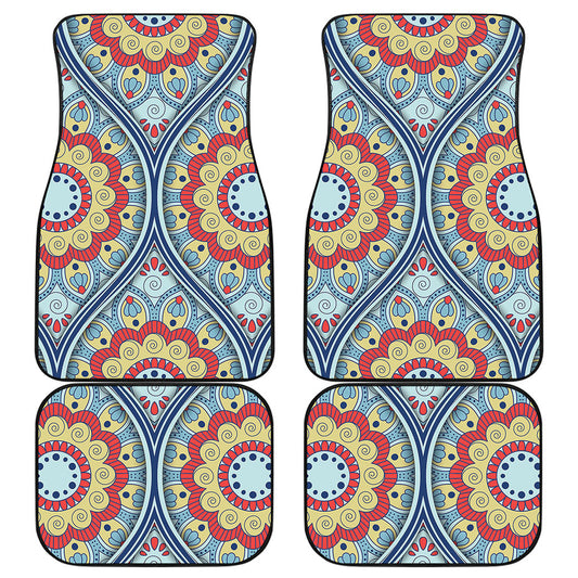Pastel Ornament Mandala Print Front and Back Car Floor Mats