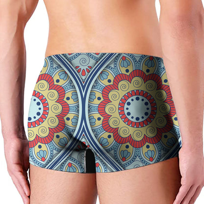 Pastel Ornament Mandala Print Men's Boxer Briefs