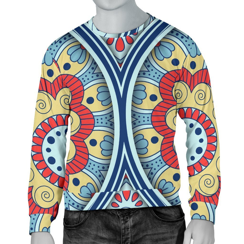 Pastel Ornament Mandala Print Men's Crewneck Sweatshirt GearFrost