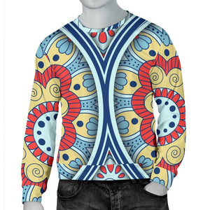 Pastel Ornament Mandala Print Men's Crewneck Sweatshirt GearFrost