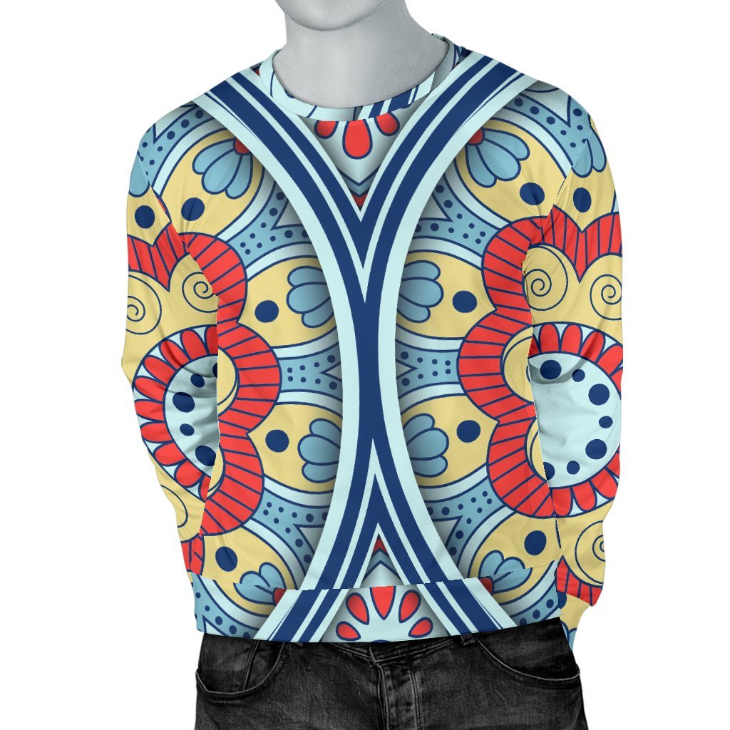 Pastel Ornament Mandala Print Men's Crewneck Sweatshirt GearFrost