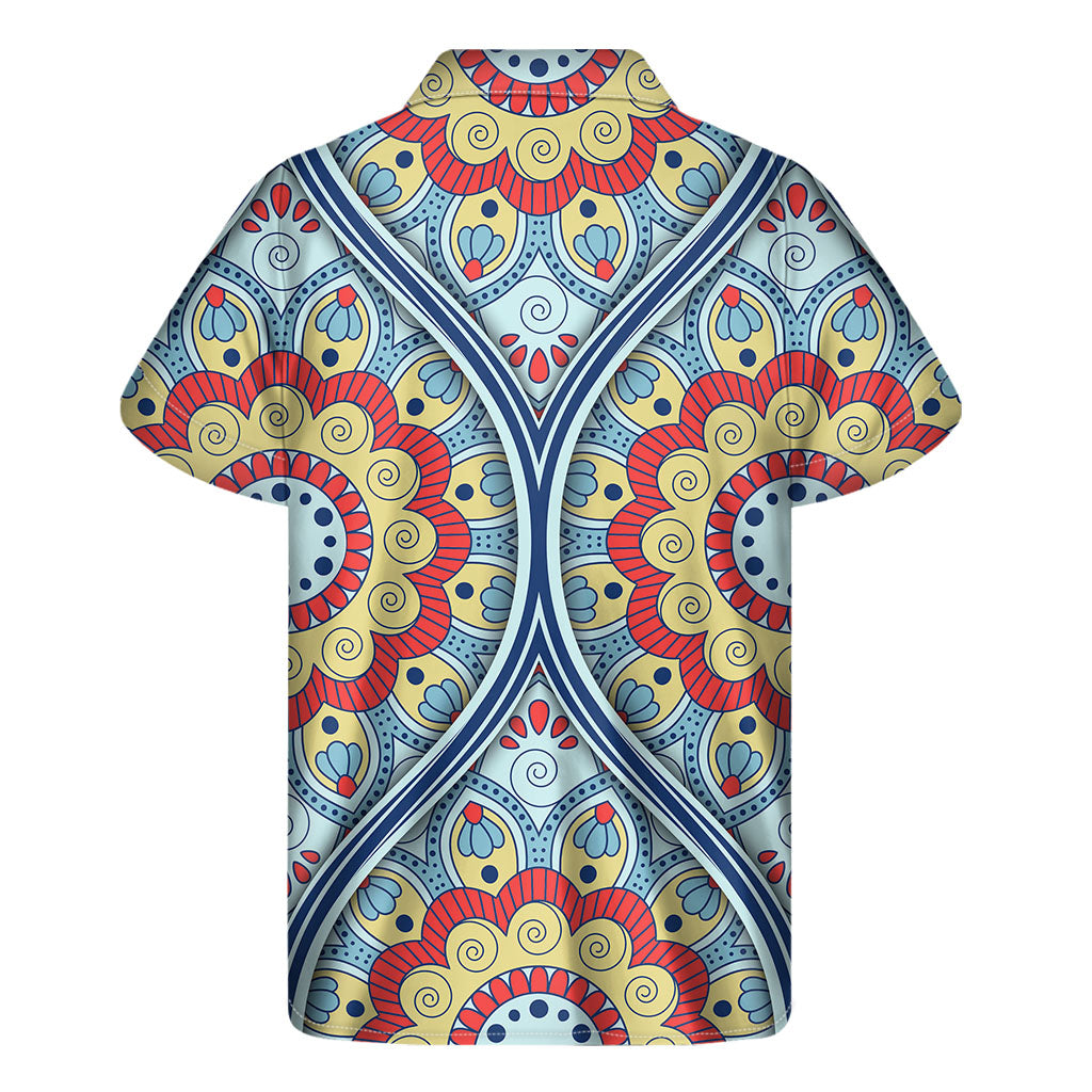 Pastel Ornament Mandala Print Men's Short Sleeve Shirt