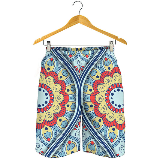 Pastel Ornament Mandala Print Men's Shorts