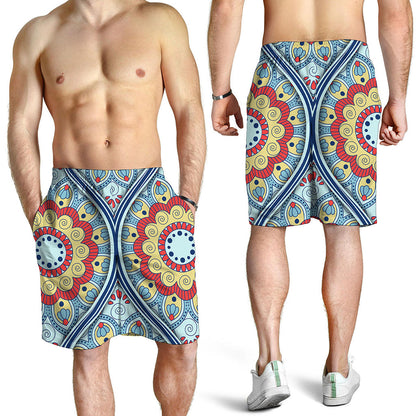Pastel Ornament Mandala Print Men's Shorts