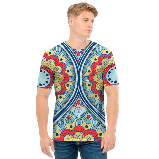 Pastel Ornament Mandala Print Men's T-Shirt